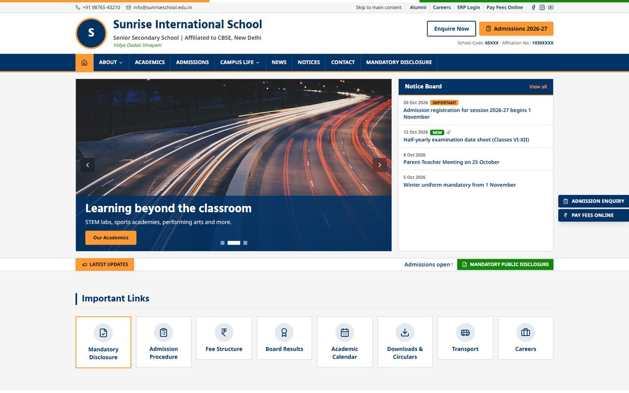 Vidyalaya Standard template