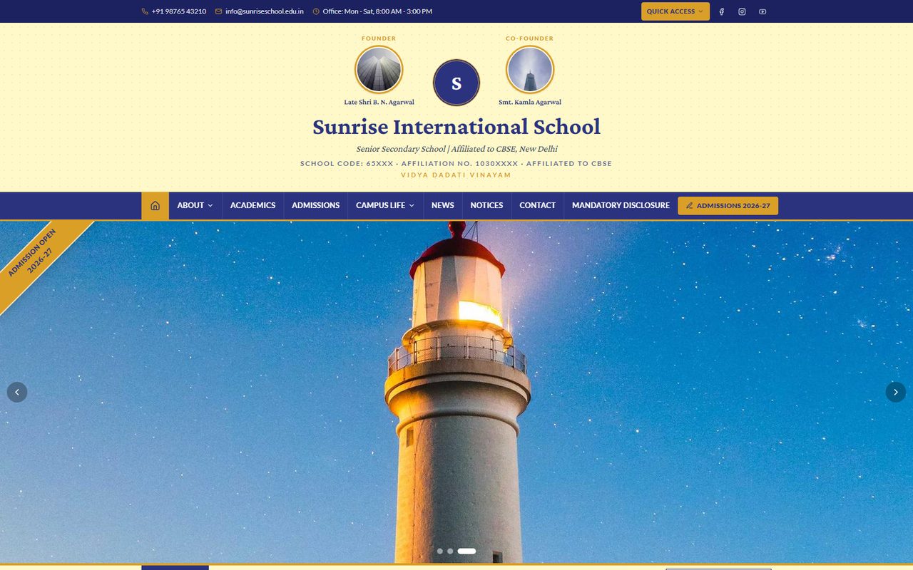St. Patron school website template, home page